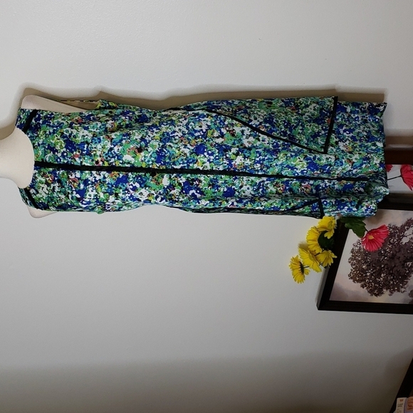 Ann Taylor High to Low A Line Dress Watercolor Casual Office Preppy Designer - Picture 8 of 15